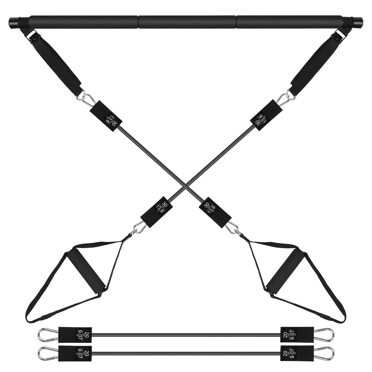 Edge Collections -22.83" x 68.5"-Black-Versatile Pilates Bar Kit for Full Body Toning-1 set